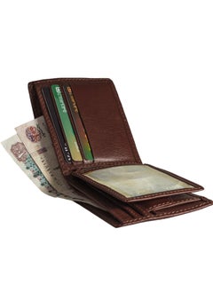 Buy Mens Wallet (sa 128) Bifold Genuine Leather Wallet for Men, 2 ID Window 5 Card Holders,coins capsul pocket; 2 cash pocket in Egypt