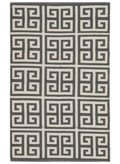 Buy Montauk Collection Accent Rug 2'6" X 4' Dark Grey & Ivory Handmade Greek Key Cotton Ideal For High Traffic Areas In Entryway Living Room Bedroom (Mtk724E) in UAE