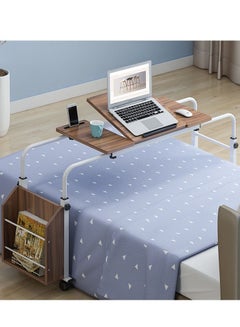 Buy Stretchable Mobile Wooden Bedside End Table, End Table, Coffee Table, Computer Table, Snack Side Overbed Laptop Desk with Wheels, Adjustable Height, Length in Saudi Arabia