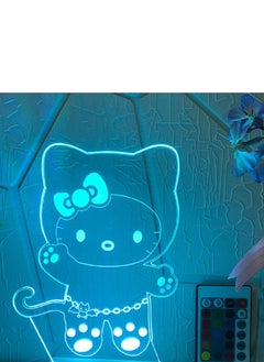 اشتري 3D Illusion LED Night Light Lamp Cute Hello Kitty Baby Nursery Room Nightlight Kids Childrens Bedroom Decoration Gift 3dDLamp في الامارات