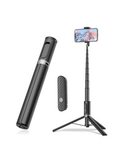 اشتري Tripod, Cell Phone Selfie Stick, 60 Inch Lightweight All-in-1 Stand with Integrated Wireless Remote, Lightweight and Portable, Extendable Tripod for 4-7 Inch Phone for Selfie/Live Stream/Vlog Black في السعودية