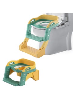 Buy Potty Training Toilet Seat with Step Stool Ladder for Kids and Baby Adjustable Toddler Toilet Training Seat with Soft Not-Cold Padded Seat Safe Handles Non-Slip Wide Steps in Saudi Arabia