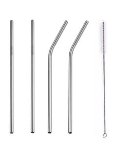 Buy Reusable stainless steel straws 4 pieces with cleaning brush in Egypt