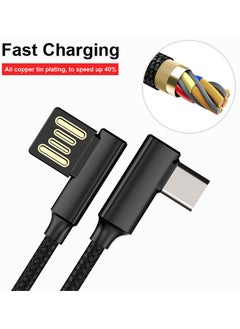 Buy Braided 90 Degree Right Angle Type C Micro USB Fast Data Sync Charger Cable Black in UAE