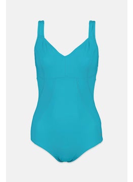 Buy Women Solid One Piece Swimwear, Turquoise in Saudi Arabia