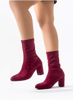 Buy Ankle Boots Heels Suede rubber L-110 - Maroon in Egypt