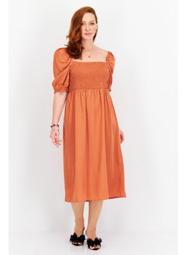 Buy Women Plain Midi Dress, Brown in UAE