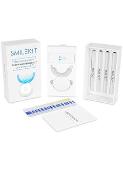 اشتري Home Use Wireless Teeth Whitening Kit with 16-Point LED Blue Lights Accelerator, Natural Whitening Effective Stain Removal Include 4 Teeth Whitening Gel Pens Complimentary Color Card(White) في السعودية