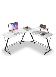Buy Corner Minimalist Panel L-Shaped Desktop Computer Desk（White） in UAE