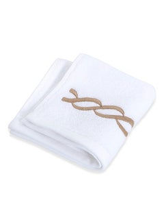 Buy Hotel Chain Embroidery Wash Towel, White & Gold - 500 GSM, 30x30 cm in UAE
