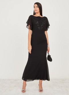 Buy Embroidered Sequin Detail Sheath Maxi Dress in Saudi Arabia