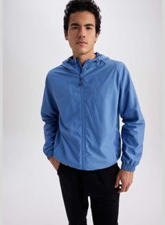 Buy Man Slim Fit Hooded Long Sleeve Jacket in UAE