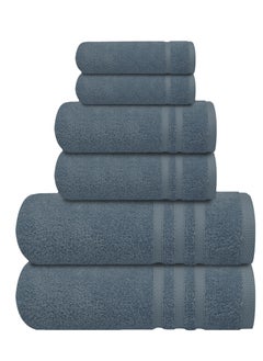 Buy Premium Blue Bath Towel Set - 100% Turkish Cotton 2 Bath Towels, 2 Hand Towels, 2 Washcloths - Soft, Absorbent, Durable – Quick Dry - Perfect for Daily Use by Infinitee Xclusives in UAE