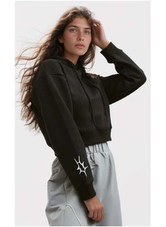 اشتري Cropped Hoodie Long Sleeves With Printed Pattern في مصر