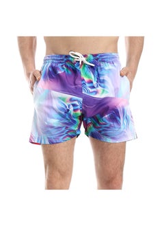 Buy Multicolour Elastic Waist Slash Pockets Swim Short in Egypt