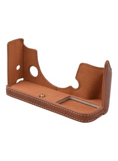 Buy Bottom Opening PU Leather Camera Case Brown in UAE