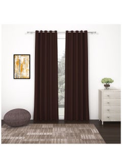 اشتري Story@Home Blackout Faux Silk Superior 2 Piece Plain Solid Door Curtains, Door - 7 Feet Light Brown في الامارات