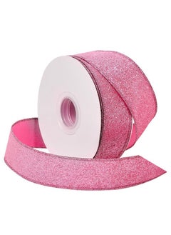 اشتري Glitter Wired Ribbon Pink 11/2 Inch X 20 Yards For Christmas Gift Wrapping Wreath Crafts Bow Making And Party Decoration في الامارات