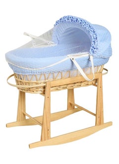 Buy Infant Wicker Moses Basket Waffle Bedding Cot and Rocking Stand For Newborn in Saudi Arabia