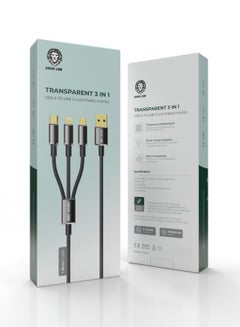Buy Transparent 3 in 1 Braided Cable ( USB-C / Lightning / Micro ) 1M - Black in UAE