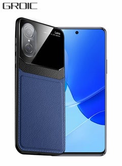 Buy Case for Huawei Nova 9 SE 6.78 Inch Leather and Mirror Glass Case Lychee Skin Texture Cover and Soft Lining Protection Compatible with Huawei Nova 9SE in Saudi Arabia