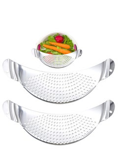 اشتري Half Moon Pan Strainer, Stainless Steel Kitchen Pasta Strainer Pots Colanders, Made High-quality Stainless Steel Materials, Perfect for draining Pasta, Vegetable, Fruit, Rice, Noodles (2pcs) في السعودية