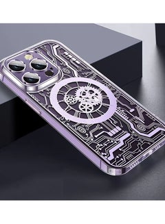 Buy MagSafe Magnetic Case for iPhone 14 Pro Punk Mechanical Transparent Purple Phone Case in UAE