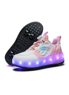 Buy LED Flash Light Sneaker Skate Shoes with Wheels USB Charging Roller Skates Shoes in Saudi Arabia