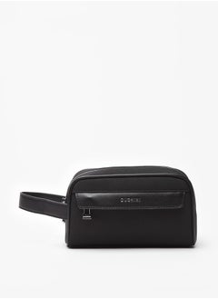 Buy Men's Solid Pouch with Zip Closure and Wristlet Strap in UAE