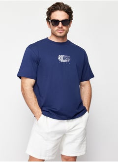 اشتري Navy Blue Relaxed/Casual Cut Printed 100% Cotton T-Shirt TMNSS23TS00261 في مصر