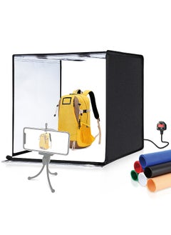 اشتري PU5060 60*60*60cm Folding LED Light Tent Desktop Photo Studio Light Box 60W Softbox 120pcs LED Beads 5500K Dimmable with 6pcs Color Backdrops for Small Product Photography في الامارات