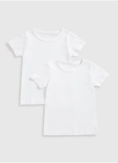 Buy White Short-Sleeved Vests - 2 Pack in UAE