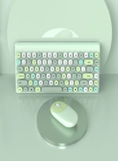 اشتري Wireless Business Office Keyboard Mouse Colorful Gaming Keyboard With Round Cap Multimedia Function Keys Battery Powered Plug And Play For Desktop PC Green في الامارات