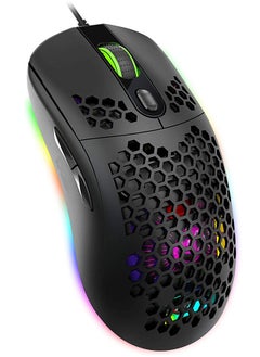 اشتري Rock Pow USB Wired Gaming Mouse Supports Macro Programming Honeycomb Light Macro Mouse with 7 Buttons RGB Backlight up to 8000 DPI Ergonomics is Suitable for Mac Laptop Accessories PC Black في الامارات