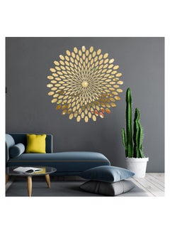 اشتري DIY Mirror Wall Stickers Acrylic Sun Flower Mirror Wall Stickers 3D Sunflower Self-Adhesive Removable Wall Art Decor DIY Round Acrylic Wall Decals for Home Living Room Bedroom Bathroom Decor في الامارات