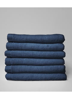 اشتري 6 Pieces Face Towel by La'Marvel, Navy Blue 600 GSM 100% Cotton Hotel Towels في السعودية