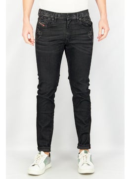 اشتري Men Slim Fit Floral Print Stretchable Denim Jeans, Black في الامارات