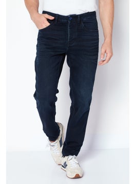 Buy Men Regular Fit Washed Stretchable Denim Jeans, Blue in Saudi Arabia