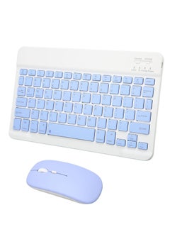 Buy Wireless Keyboard and Mouse Combo, Bluetooth Keyboard Mouse Set with Rechargeable Battery, Ergonomic Keyboard Mouse for Computer, Tablet for Win, for Android, for IOS (Blue) in UAE