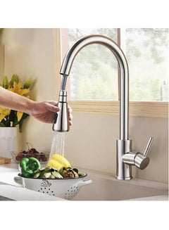 Buy Professional Water Saving Kitchen Stainless Steel Pull Out Tap Faucet, Kitchen Sink Hot And Cold Water Faucet, Single Handle Faucet, 360 Degree Rotating with 2 Spraying Modes in Saudi Arabia