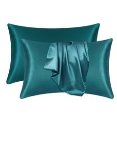 اشتري Somer Field - Silk Pillowcases For Hair And Skin 2 Pack Standard Size with Envelope Closure (2 Pcs Pillowcases (50 x 75 cm) (Dark Green) في الامارات