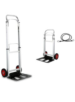 اشتري 100KG Aluminum Luggage Trolley Barrow Foldable Retractable Hand Push Truck Parcel Boot Cart Heavy Duty Rustproof Utility Cart with Adjustable Shaft في الامارات