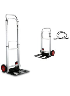 اشتري 100KG Aluminum Luggage Trolley Barrow Foldable Retractable Hand Push Truck Parcel Boot Cart Heavy Duty Rustproof Utility Cart with Adjustable Shaft في الامارات