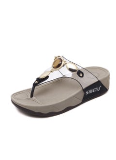 Buy Glass Rhinestone Metal Clasp Flops Transparent Plastic Flip Flops Sandals Multicolour in UAE