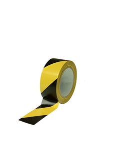 Buy Hazard Warning Tape, 2" x 20 yards Black and Yellow Adhesive Safety Tape, Caution Barricade Construction Tape for Dangerous Areas, Walls, Pipes, Equipment PVC Floor Marking tape in UAE