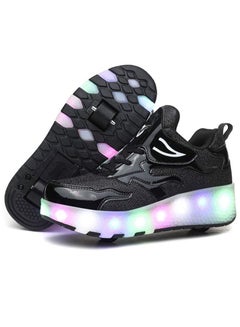 Buy Shiny and Fashionable Flashing LED Light Up Sneakers with Twin Wheels and Lightning Sole for Unisex Kids in Saudi Arabia