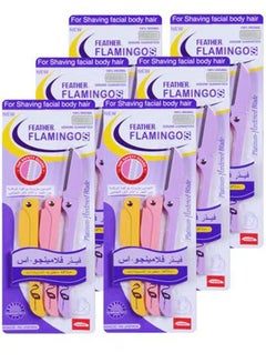Buy Pack of 6 - Feather Flamingos Facial Stainless Steel Safe Razor in UAE