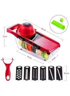 Buy Mandoline slicer Vegetable chopper Multifunctional cutter 6-in-1 for potatoes, tomatoes, garlic, carrots and fruits, Grater Vegetable, Julienne Slicer, Storage Container, Hand Protector, Garlic Peeler in Egypt