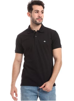 اشتري Double Buttoned Short Sleeves Pique Black Polo Shirt في مصر