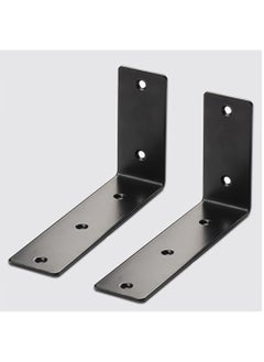 Buy Shelf Brackets 7 inch - 2pcs L Shaped 90-Degree Right Angle Heavy Duty Corner Brace Joint Brackets for Table Bench Space Saving DIY - Black in UAE